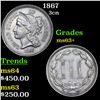 Image 1 : 1867 Three Cent Copper Nickel 3cn Grades Select+ Unc