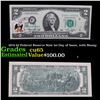 Image 1 : 1976 $2 Federal Reserve Note 1st Day of Issue, with Stamp Grades Gem CU