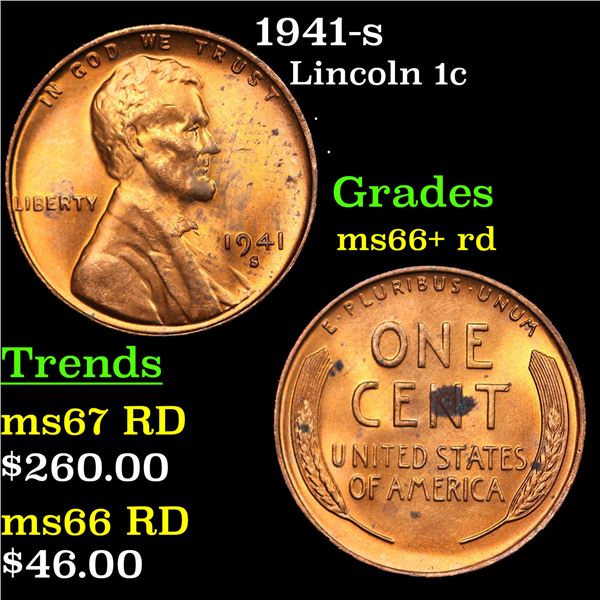 1941-s Lincoln Cent 1c Grades GEM++ RD