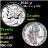 Image 1 : 1939-p Mercury Dime 10c Grades GEM++ Unc