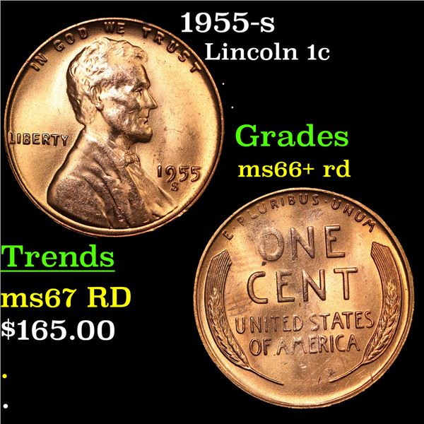1955-s Lincoln Cent 1c Grades GEM++ RD