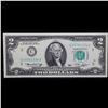 Image 2 : 1976 $2 Federal Reserve Note 1st Day of Issue, with July 4th Stamp Grades Gem CU