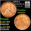 Image 1 : 1912-s Lincoln Cent 1c Grades Select Unc BN By SEGS