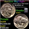 Image 1 : ***Auction Highlight*** 1938-d Buffalo Nickel Near TOP POP! 5c Graded ms67+ By SEGS (fc)