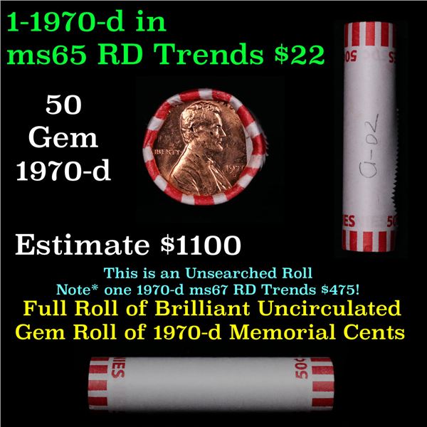 Shotgun Lincoln 1c roll, 1970-d 50 pcs Bank Wrapper.