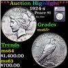Image 1 : ***Auction Highlight*** 1924-s Peace Dollar $1 Grades Select+ Unc By SEGS (fc)