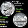 Image 1 : 1945-p Jefferson Nickel 5c Grades GEM++ Unc