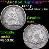 Image 1 : ***Auction Highlight*** 1877-p Seated Liberty Quarter 25c Graded Select Unc By USCG (fc)