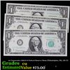 Image 1 : 3x Consecutive 1963A $1 Federal Reserve Notes (Philadelphia, PA), All CU Grades CU
