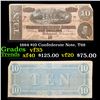 Image 1 : 1864 $10 Confederate Note, T68 Grades vf++
