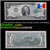 Image 1 : 1976 $2 Federal Reserve Note 1st Day of Issue, with Stamp Grades Gem CU