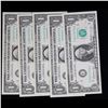 Image 2 : 5x Consecutive 1969B $1 Federal Reserve Notes (Philadelphia, PA), All CU Grades CU