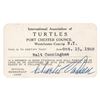 Image 1 : Walt Cunningham's Turtles Club Membership Card