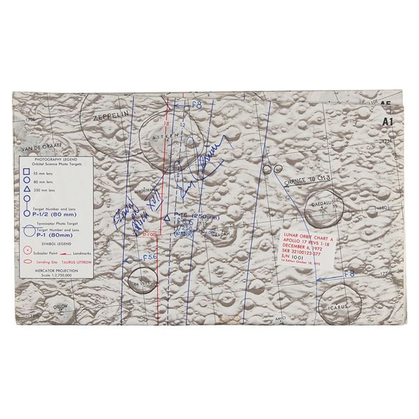 Gene Cernan's Apollo 17 Flown Lunar Orbit Chart