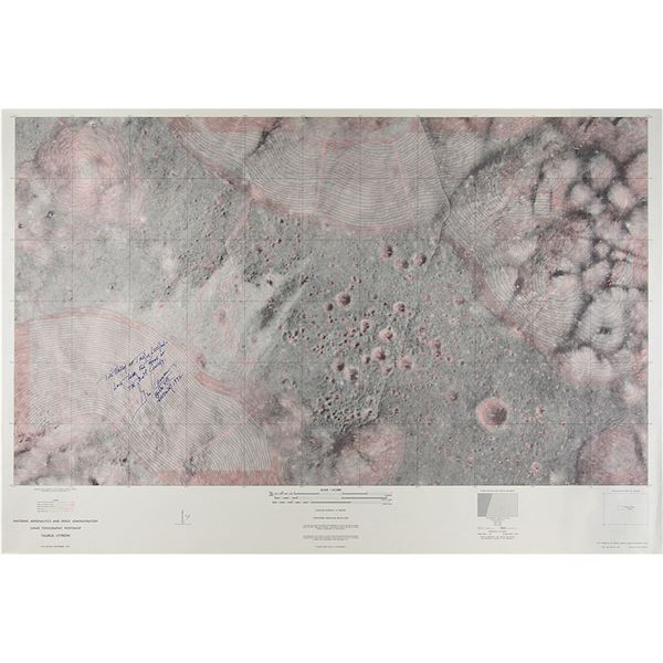 Gene Cernan Signed Apollo 17 Lunar Topographic Photomap