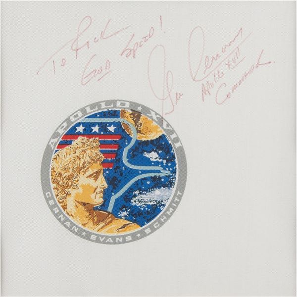 Gene Cernan Signed Apollo 17 Beta Cloth