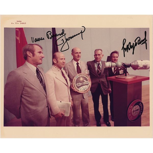 Apollo-Soyuz: Brand, Leonov, and Kubasov Signed Photographs