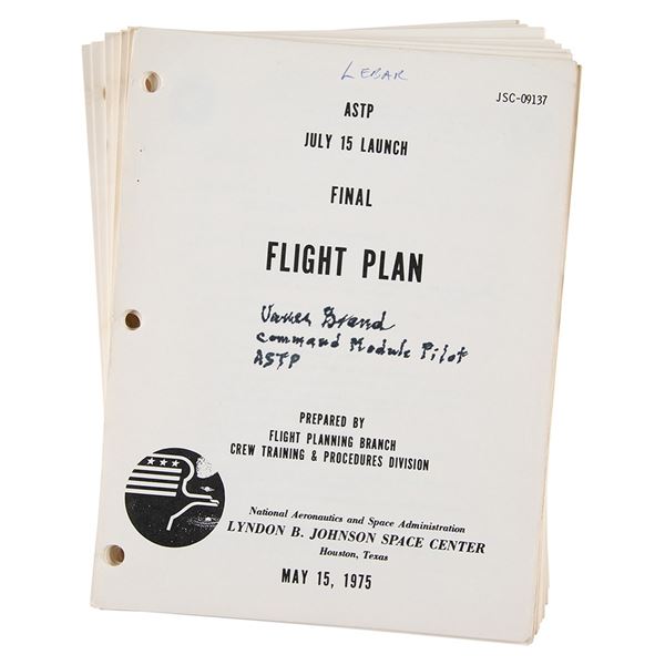 Vance Brand Signed Apollo-Soyuz Final Flight Plan