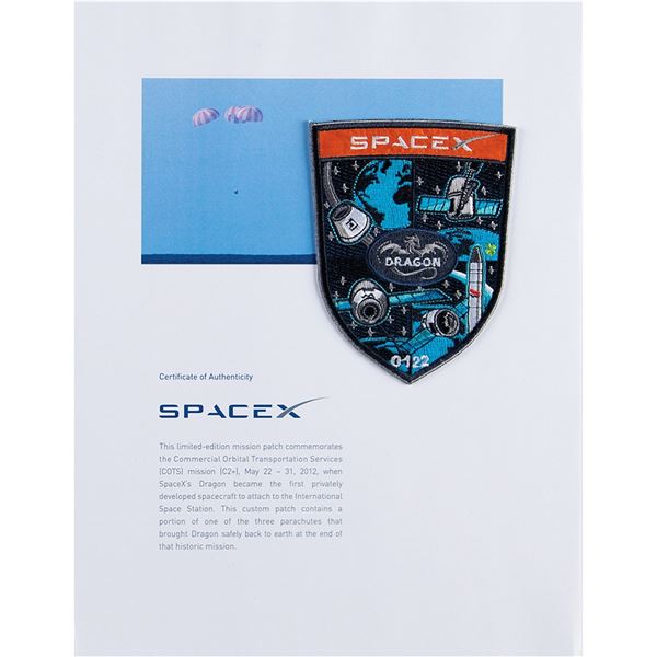 SpaceX Dragon Employee Patch with Flown Parachute Fabric