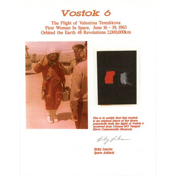 Vostok 6 Parachute Fabric (Attested as Flown)