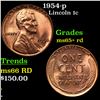 Image 1 : 1954-p Lincoln Cent 1c Grades Gem+ Unc RD