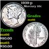 Image 1 : 1939-p Mercury Dime 10c Grades GEM+ Unc