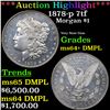 Image 1 : ***Auction Highlight*** 1878-p 7tf Morgan Dollar $1 Graded ms64+ DMPL BY SEGS (fc)