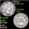 Image 1 : 1902-p Barber Dime 10c Grades xf+
