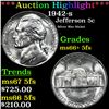 Image 1 : 1942-s Jefferson Nickel 5c Graded GEM++ 5fs By USCG