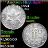 Image 1 : ***Auction Highlight*** 1854 Three Cent Silver 3cs Grades Select+ Unc By SEGS (fc)