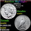 Image 1 : 1925-s Peace Dollar $1 Grades Select+ Unc By USCG