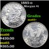 Image 1 : 1885-o Morgan Dollar $1 Graded ms65+ BY SEGS