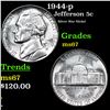Image 1 : 1944-p Jefferson Nickel 5c Grades GEM++ Unc