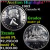 Image 1 : ***Auction Highlight*** 1963 Canada Dollar $1 Graded ms67+ pl By SEGS (fc)