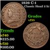 Image 1 : 1826 Classic Head half cent C-1 1/2c Graded vf35 By SEGS