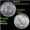Image 1 : 1941-d Walking Liberty Half Dollar 50c Grades Select Unc