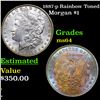 Image 1 : 1887-p Morgan Dollar Rainbow Toned $1 Grades Choice Unc