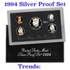 Image 1 : 1994 United States Mint Silver Proof Set. 5 Coins Inside.