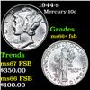 Image 1 : 1944-s Mercury Dime 10c Graded ms66+ fsb By SEGS