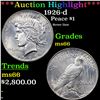 Image 1 : ***Auction Highlight*** 1926-d Peace Dollar $1 Grades GEM+ Unc By USCG (fc)
