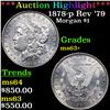 Image 1 : ***Auction Highlight*** 1878-p Rev '79 Morgan Dollar $1 Graded ms63+ BY SEGS (fc)