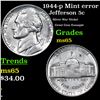 Image 1 : 1944-p Jefferson Nickel Mint error 5c Grades GEM Unc