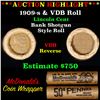 Image 1 : ***Auction Highlight*** Lincoln Wheat cent 1c orig Brandt McDonalds roll, 1909-s end, VDB other end 