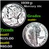 Image 1 : 1939-p Mercury Dime 10c Grades GEM++ Unc