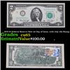 Image 1 : 1976 $2 Federal Reserve Note 1st Day of Issue, with July 4th Stamp Grades Gem CU