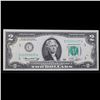 Image 2 : 1976 $2 Federal Reserve Note 1st Day of Issue, with July 4th Stamp Grades Gem CU