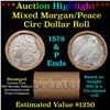 ***Auction Highlight*** Shotgun 1878 & 'P' Ends Mixed Morgan/Peace Silver dollar roll, 20 coin Carso