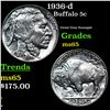 1936-d Buffalo Nickel 5c Grades GEM Unc By SEGS