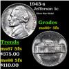 1943-s Jefferson Nickel 5c Grades GEM++ 5fs