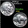 1936-p Buffalo Nickel 5c Grades xf
